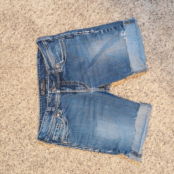 Suki Silver Jean SHORTS Mid Rise LONG Length Bermuda Style SZ 31 - Picture 2 of 10